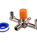 Real Badass Heavy Duty Dual Outlet Air Compressor Manifold NPT Zinc Alloy Splitter Valve showing durable construction and adjustable knob.