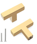 Gold Stainless Steel Cabinet Handles Set Of 2 Single Hole Center Square Bar Cabinet Pulls for drawers and cupboards with screws