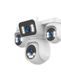 4-Lens Wireless IP Camera 20MP Quad-Split View Boasts Badass Clarity To Your Fortress With 12X Optical Zoom 360 Panning Tilting.