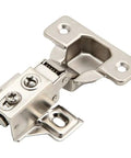 Six Pack Heavy Duty Soft Close Cabinet Door Hinges Face Frame Style With Built In Metal Dampers And Brushed Satin Nickel Finish, close-up view.
