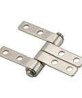 Angled front view of stainless steel 360-degree rotation torque-stop damping hinge, 1 piece