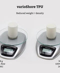 Premium Adjustable Flex Tpu 95A Black 2.85Mm 2000G 3D Printer Filament shown on scale weighing 18g and 36g.