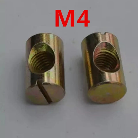 Built Different M4 Barrel Nuts For Furniture Assembly zinc plated steel connectors, heavy duty design for assembly stability.