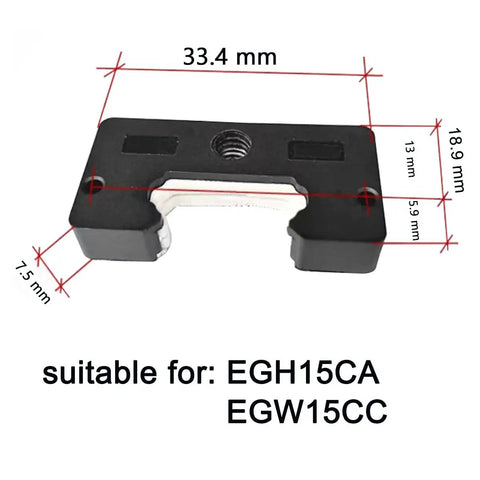 2pcs EGH15CA Linear Slider Blocks showing dimensions 33.4mm x 7.5mm, suitable for CNC routers and garage projects.