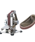 Compact Mini Belt Grinding Machine Tool Sharpening Sander Electric Polisher For Desktop DIY with sanding belts.