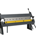 Heavy Duty 24 Inch Pan And Box Brake Metal Bender for floor standing setup, showing adjustable fingers and rebar cutter, front view.