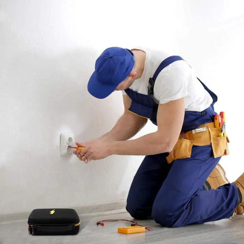 Technician using tools with Hard Carrying Case For Fluke Digital Multimeters Like 87V 88V Fifteen B Plus Seventeen B Plus visible