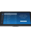 Straight Fire All In One Video Conference Bar Bundle With Tap Ip Panel And Motorized Panning Camera For Seamless Teams And Zoom Meetings Setup With Graphite Finish And 4X Digital Zoom For Optimal Small Room Viewing remote control panel displaying meeting schedule and details.
