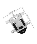 Heavy Duty Stainless Steel Sliding Door Pulley With Double Bearing Wheel For Closets Cabinets And Windows top view with dimensions 3.73in x 4.13in