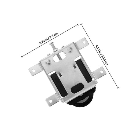 Heavy Duty Stainless Steel Sliding Door Pulley With Double Bearing Wheel For Closets Cabinets And Windows top view with dimensions 3.73in x 4.13in
