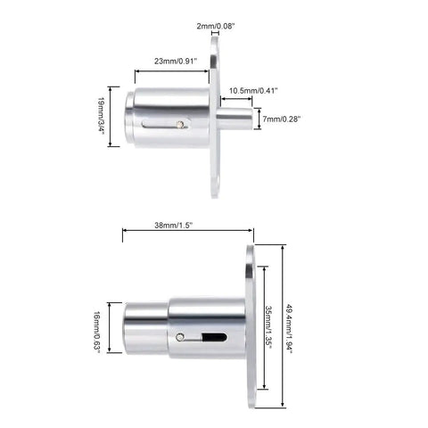 Top Notch Push Plunger Lock For Cabinets And Desk Drawers Keyed Alike Design Two Piece Set size measurements in chrome steel.