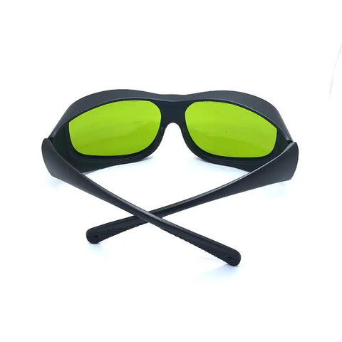 Professional Laser Safety Glasses Provide Beefy OD5 Protection For 660Nm And 800 To 1095Nm Erbium Systems featuring sleek green lenses.