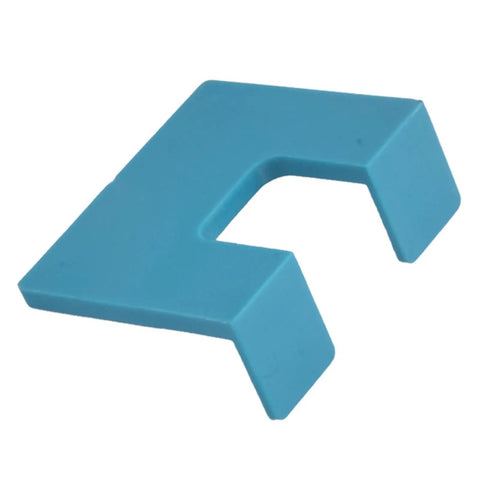 Blue plastic door hinge jig for quick cabinet installations, lightweight and sturdy tool that makes hinges snap in easy.