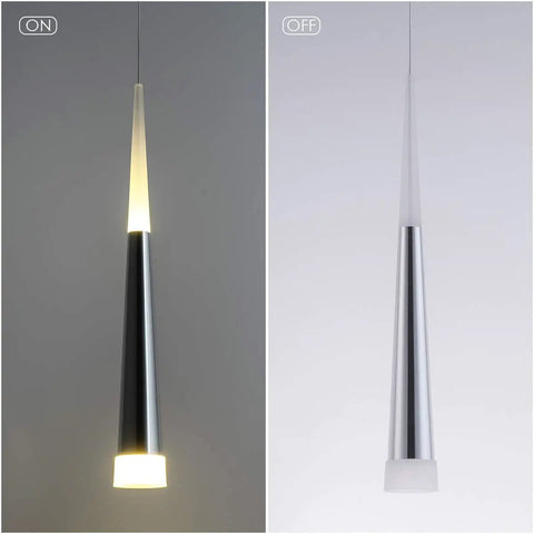 3 Pack Modern Mini Island Pendant Lights With Acrylic Shade LED Adjustable Cone Pendant Lighting for Kitchen Island in on-off view