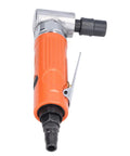 Professional Heavy Duty 3/8 Inch Right Angle Air Die Grinder Packing Serious 20000 RPM with orange grip and metal angle head.