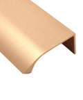 Solid Gold Curved Cabinet Pulls, 3.15 In Length, 2.5 In Spacing, sleek brushed aluminum handle detail.
