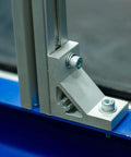 Kickstart Your Build 4 Pack 2020 T Slot Aluminum Extrusion Profile Black Anodized Linear Guide Rails close-up of corner bracket attachment.