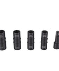 Set of five CrMo steel lug nut sockets with dual heads for tight spaces, labeled by size, part of Dual Head Lug Nut Socket Set In CrMo Steel