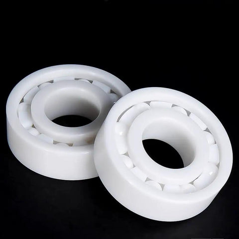 Pro Grade Zirconia Full Ceramic Ball Bearings With Next Level Heat Resistance And Beast Mode Operation For Grind Shop Machines And Hot Rod Builds 6314CE 70X150X35MM, detailed view of two white ceramic bearings.