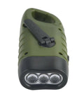 Close-up of Two Pack Hand Crank Solar Powered Flashlights For Emergency Use Rechargeable LED Survival Torch With Dynamo Power Quick Snap Carabiner