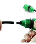 One Way Quick Hose Fittings Connector Kit Fits G1/2 And G3/4 Inch Hoses 1/4 And 3/8 Inch Adapters 50 Piece Garden Irrigation Set For Sprinklers Nozzles And Watering Tools IT121 Great For All Weather Use And Easy Installation, green plastic hose connector with black tubing