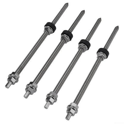 Top Shelf M10 Hanger Bolts With Epdm Seal And Secure Locking Nut For Straight Forward Solar Pv Roof Mounts Premium Stainless Steel Fasteners Tailored For Aluminum Rails Built Tough In A Four Pack features four durable M10 bolts with EPDM seals.