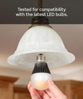 Table Top Plug In Lamp Dimmer Switch Compatible With Dimmable Led Halogen And Incandescent Bulbs Up To 300 Watts Black Outlet Adapter with LED bulb installed.