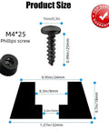 Heavy-Duty Rubber Isolation Feet Four Pack With Steel Inserts dimensions image showing screw and mounts for audio equipment.