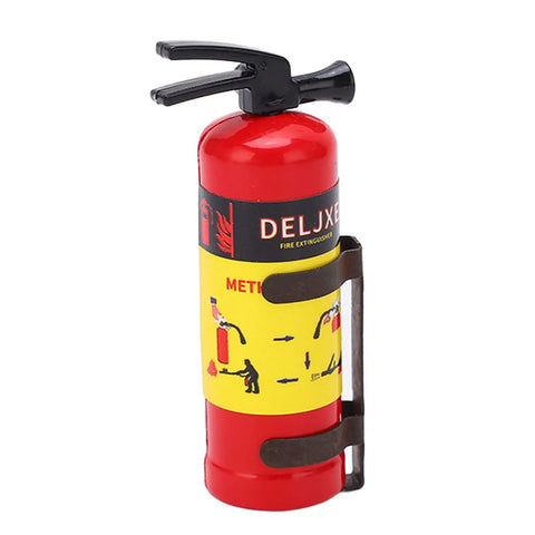 Dope Scale RC Car Fire Extinguisher Prop Lightweight Portable Rescue Gear Realistic Red Decor Solid Build For Axial Scx10 Wpl Mn Rock Crawlers Beast Mode Setup. Detailed view of red fire extinguisher prop with instructions.