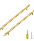 Top Notch Brushed Brass Cabinet Handles 30 Pack Drawer Pulls With 10 Inch Hole Centers featuring two brushed brass handles.