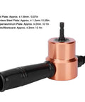 Double Headed Sheet Metal Nibbler Drill Attachment Electric Power Cutter Tool For Auto Body Repair Aluminum Steel Copper Puncher Accessory close-up of drill bit with copper and black elements