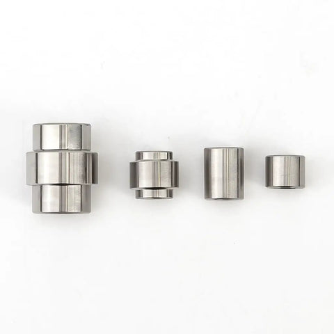 Heavy Duty Titanium Screw Pivot Upgrade Kit With Lanyard Tube Standoff Spacer And Blade Stop Hardware showcasing four titanium spacers.