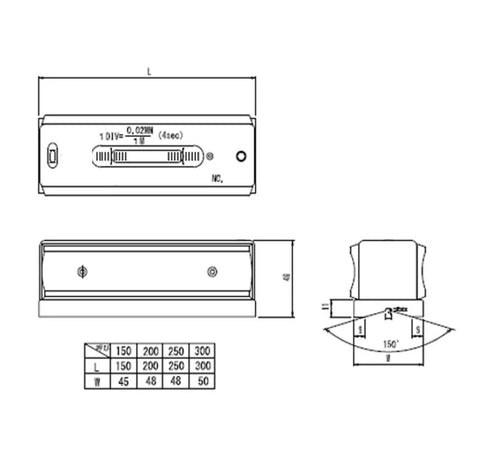 Beefy High Precision Spirit Level 300Mm Line Type Bubble Gauge Dead On Accuracy For Machinist Alignment And Equipment Setup Built Tough To Handle Any Heavy Shop Work Flawlessly - Technical drawing and dimensions.