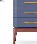 2 Pack Solid Brass Gold Cabinet Pulls With 3 And 3 Quarters Inch Center To Center For Kitchen Cabinets Dresser Drawers Wardrobes And Bathrooms Brushed Brass Durable Hardware Upgrade For Modern Furniture on blue dresser