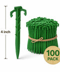 Contractor Grade Biodegradable 4 Inch Stakes 100 Count For Securing Weed Fabric Landscape Fabric Netting And Blankets With Ribbed Design