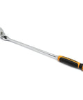 Half Inch Drive 90 Tooth Dual Material Locking Flex Head Teardrop Ratchet With Twenty Four Inch Reach For Tight Spaces Nine Locked Angles