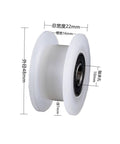 Premium Nylon H Shaped Track Wheel For Round Pipe Sliding Doors Silent Glide Pulley Heavy Duty Groove Roller, side view with dimensions.
