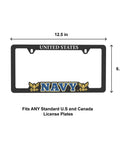 Patriotic Navy License Plate Frame Weatherproof ABS Plastic With Universal Fit, Navy emblem, US standard size
