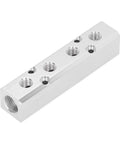 Heavy Duty Aluminum Pneumatic Manifold Block With G1/2 Inlet And G1/4 Outlet for industrial air distribution, rectangular view