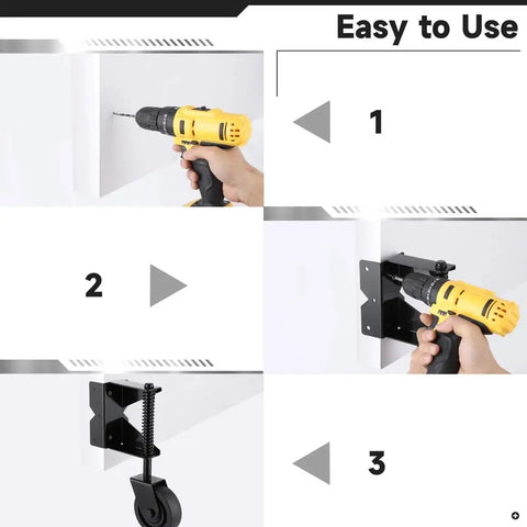 Step-by-step guide showing installation of Heavy Duty Spring Loaded Gate Caster With Adjustable Roller for easy swing.