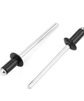 Close-up of Pro Grade Aluminum Blind Rivet from kit with sizes M2.4x6mm to M4.0x8mm for DIY repairs and pneumatic, electric, manual rivet guns.