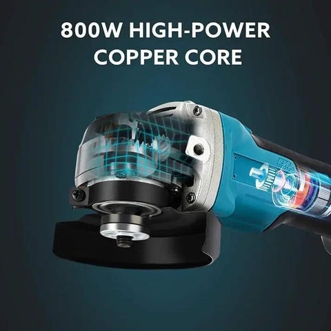 Rock Solid Electric Angle Grinder Tearing Through Metal And Wood With Knockout Torque And Adjustable Safety Guard for smooth cutting.