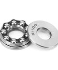 Model 51100 Plane Axial Thrust Ball Bearing With Double Seals for Heavy Duty Machinery close-up view showcasing inner race and balls.