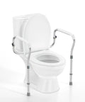 Rock Solid Adjustable Aluminum Toilet Safety Rail For Seniors Delivers Hella Stable Zero Stress Wall Mount with anti-slip handles.