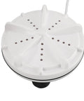 Compact Portable Mini Washer With USB Powered Slick Spiral Wash Tech showing the white top with holes for efficient washing.