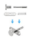 Bulletproof Steel Plunger Latches With Spring Loaded Bolt Rock Solid Design For Furniture Cabinetry Bedroom Doors No Sweat Setup Heavy Duty Quick Snap Pack Of Four components including lock, spring, and mounting plate.