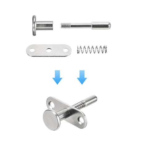 Bulletproof Steel Plunger Latches With Spring Loaded Bolt Rock Solid Design For Furniture Cabinetry Bedroom Doors No Sweat Setup Heavy Duty Quick Snap Pack Of Four components including lock, spring, and mounting plate.
