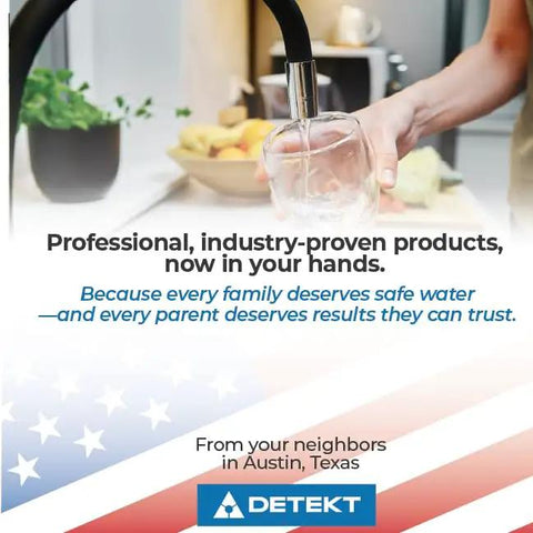 Hand holding a glass under a faucet demonstrating Top Notch Drinking Water Test Kit No Sweat Diy Snap Checks Lead Bacteria Mold Ph Near Lab Accuracy.