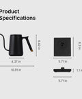 Product specifications for Fish Smart Electric Coffee Kettle 600ML Gooseneck Pour Over Kettle For Coffee And Tea With Variable Temperature Control Fast Boil 304 Stainless Steel Home Edition Black.