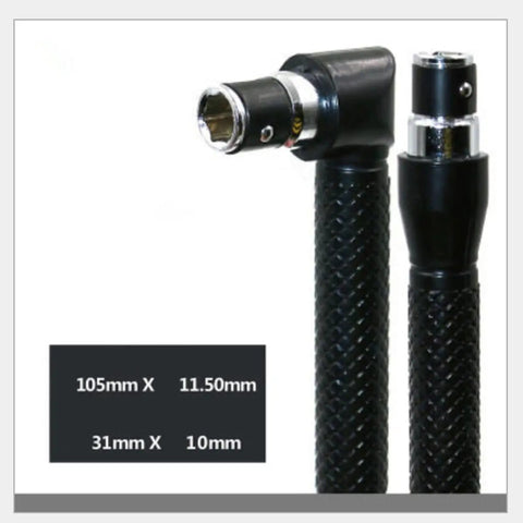 Heavy Duty Dual End Socket Wrench With 1/4 Hex Drive And Extended L Handle forged from toughened steel, showing dimensions.